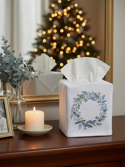 Tissue Box Cover, Embroidered, Holiday