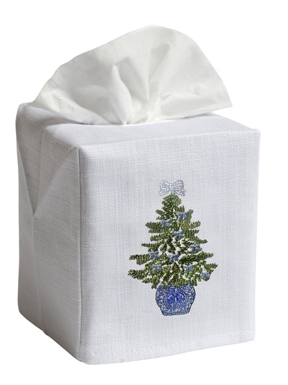Tissue Box Cover, Chinoiserie Christmas Tree