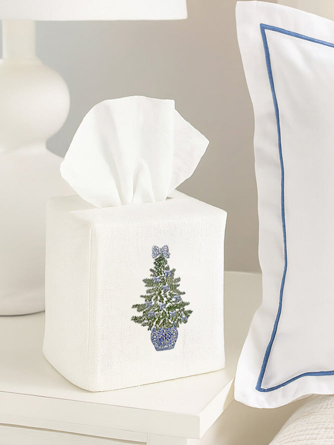 Tissue Box Cover, Chinoiserie Christmas Tree