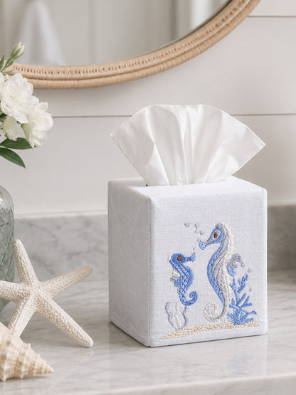 Tissue Box Cover, Embroidered Shell Collection