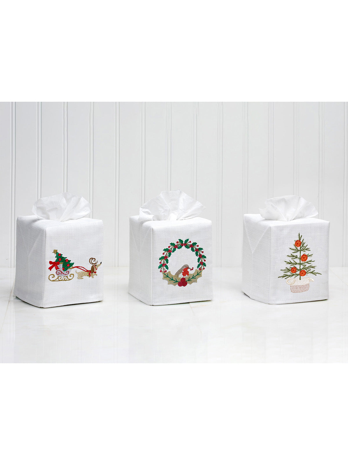 Tissue Box Cover, Embroidered, Holiday
