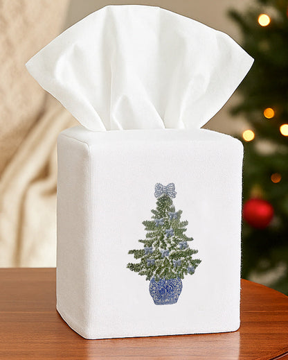 Tissue Box Cover, Chinoiserie Christmas Tree