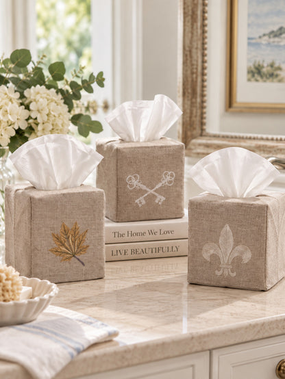 Tissue Box Cover, Natural Linen, Signature Designs