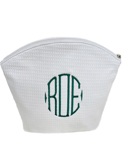 Cosmetic Bag (Large) - White Waffle Weave, Curved Top