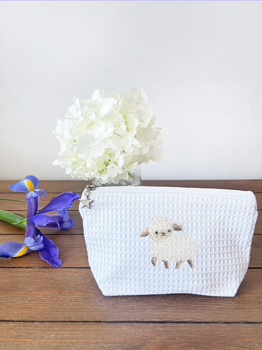 Cosmetic Bag (Small), Waffle Weave, Lamb