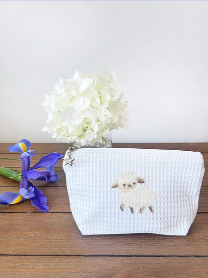 Cosmetic Bag (Small), Waffle Weave, Lamb