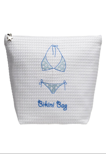 Bikini Bag - White Cotton Waffle Weave