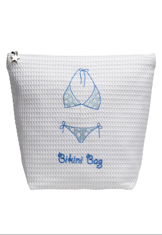 Bikini Bag - White Cotton Waffle Weave