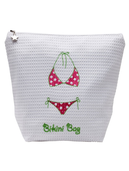 Bikini Bag - White Cotton Waffle Weave