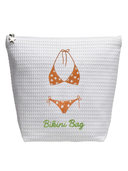 Bikini Bag - White Cotton Waffle Weave