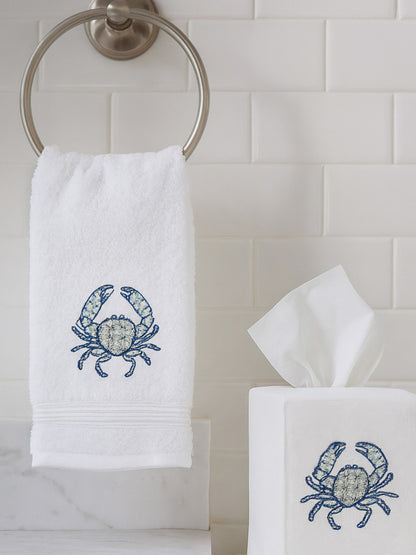 Guest Towel, Terry, Crab Chinoiserie