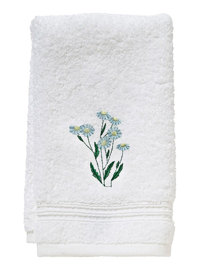 Guest Towel, Terry, Daisies (Ice Blue)