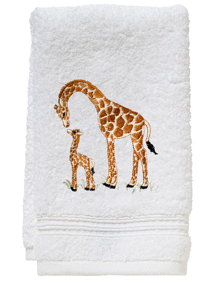 Guest Towel, Terry, Giraffe & Baby (Beige)