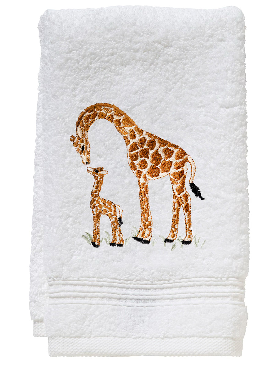 Guest Towel, Terry, Giraffe & Baby (Beige)