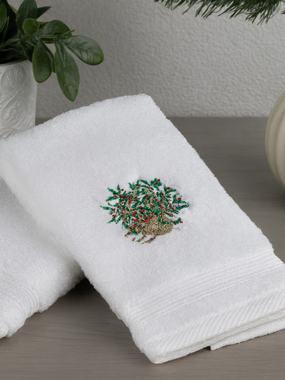 Guest Towel, Terry, Holly Basket (Green)