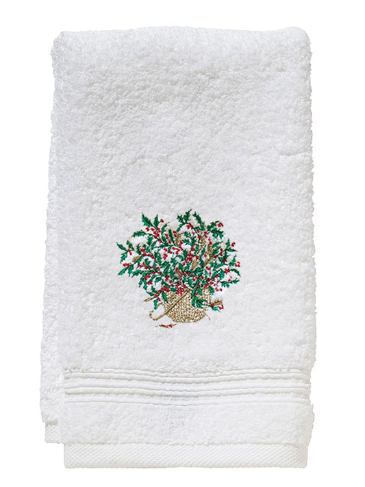 Guest Towel, Terry, Holly Basket (Green)