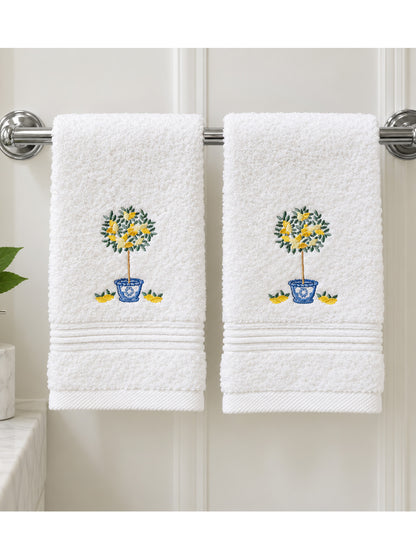 Guest Towel, Terry, Embroidered Topiary