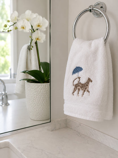 Guest Towel, Terry, Embroidered Chinoiserie