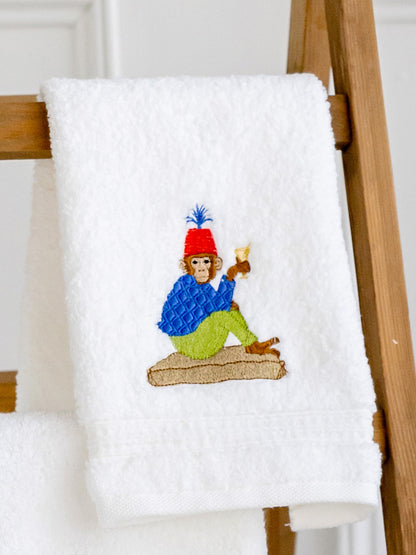 Guest Towel, Terry, Embroidered Chinoiserie