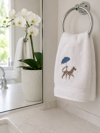 Guest Towel, Terry, Embroidered Chinoiserie