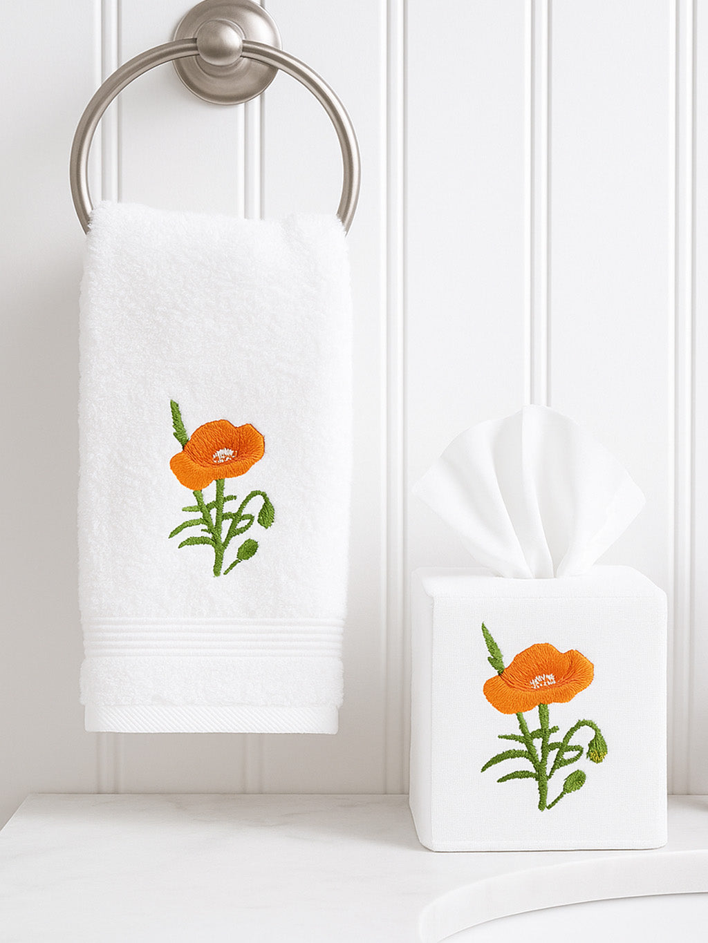 Guest Towel, Terry, Poppy (Tangerine)