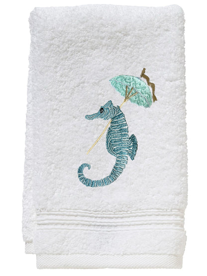 Guest Towel, Terry, Seahorse Umbrella