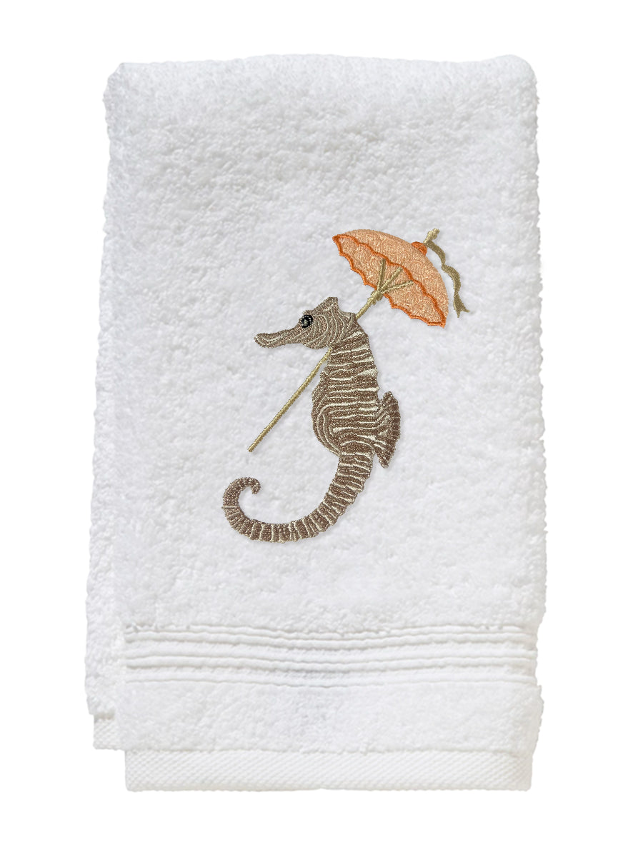 Guest Towel, Terry, Seahorse Umbrella