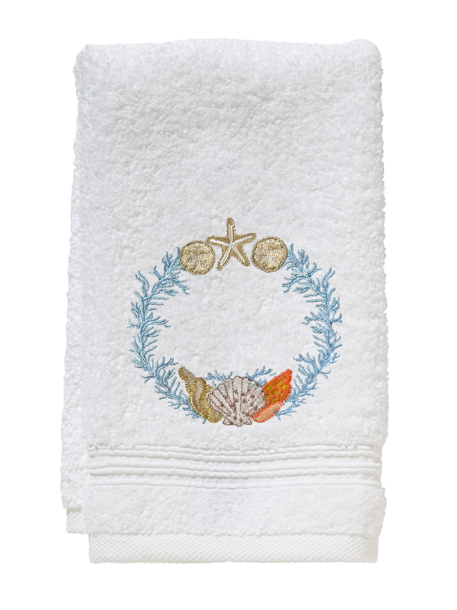 Guest Towel, Terry, Shell Wreath