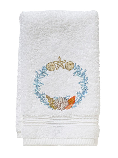 Guest Towel, Terry, Shell Wreath