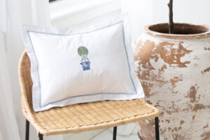 Boudoir Pillow Cover, Embroidered Botanical