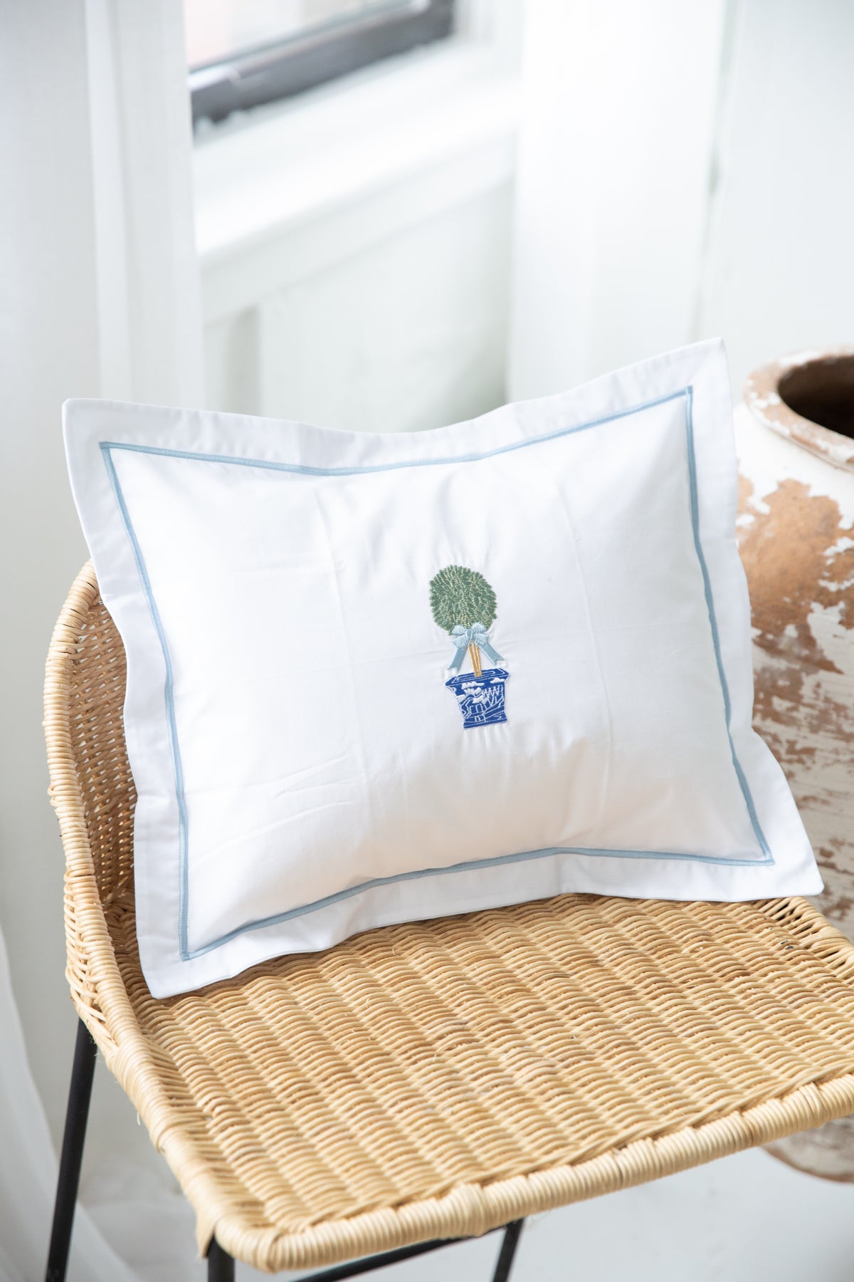 Boudoir Pillow Cover, Embroidered Botanical