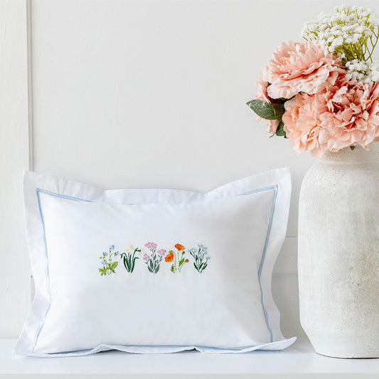 Boudoir Pillow Cover, Embroidered Botanical
