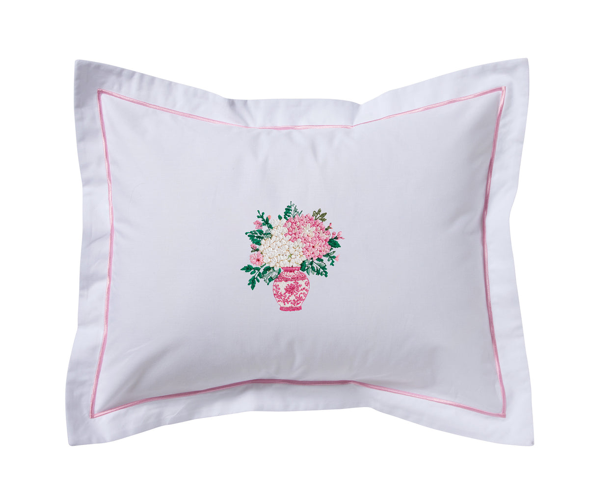 Boudoir Pillow Cover, Embroidered Botanical