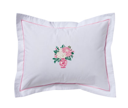 Boudoir Pillow Cover, Embroidered Botanical