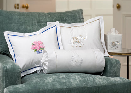 Boudoir Pillow Cover, Embroidered Botanical