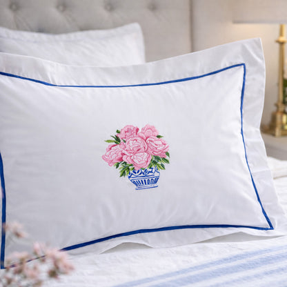 Boudoir Pillow Cover, Embroidered Botanical