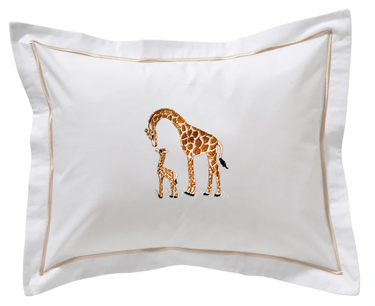 Baby Boudoir Pillow Cover, Giraffe & Baby (Beige)