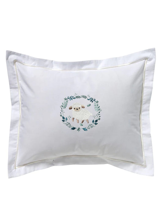 Baby Boudoir Pillow Cover, Lamb & Wreath