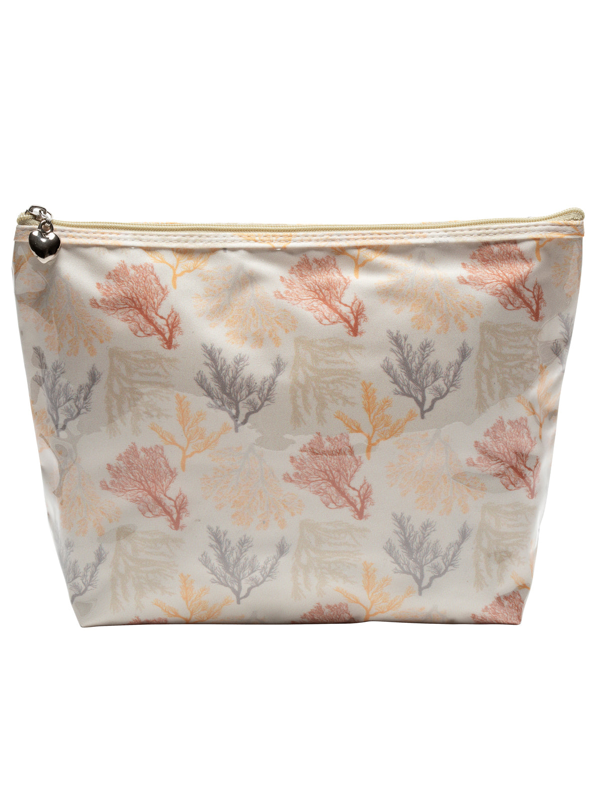 Cosmetic Bag (Medium), Cotton/Waterproof PVC, Coral beige