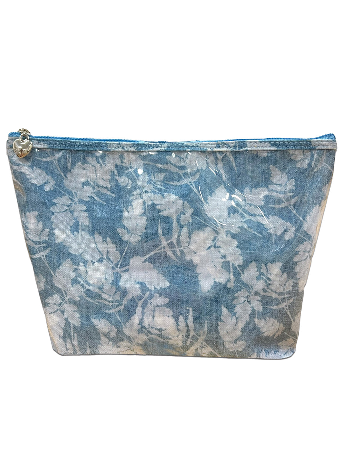 Cosmetic Bag (Medium), Cotton/Waterproof PVC, Floral Denim