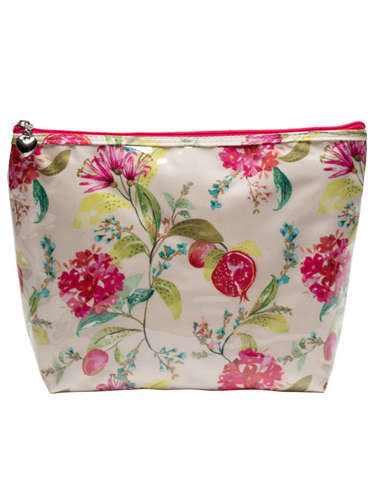 Cosmetic Bag (Medium), Cotton/Waterproof PVC, Pomegranate