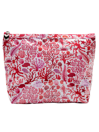 Cosmetic Bag (Medium), Cotton/Waterproof PVC, Seashell Coral