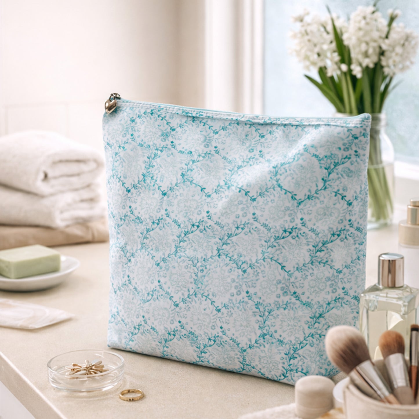 Cosmetic Bag (Large), Cotton/Waterproof PVC