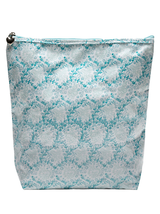 Cosmetic Bag (Large), Trellis (Aqua)