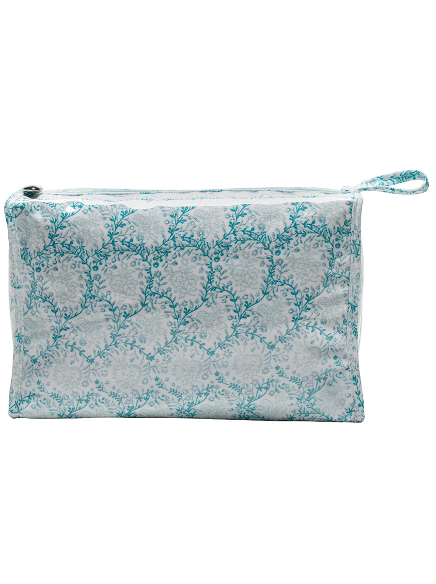 Box Cosmetic Bag, Trellis (Aqua)