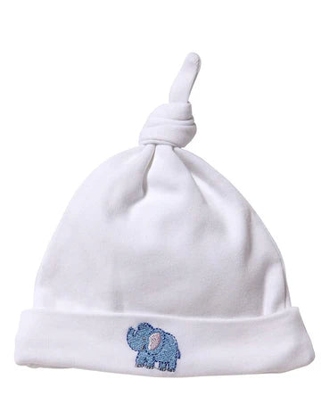 Knotted Baby Hat, Combed Cotton, Embroidered
