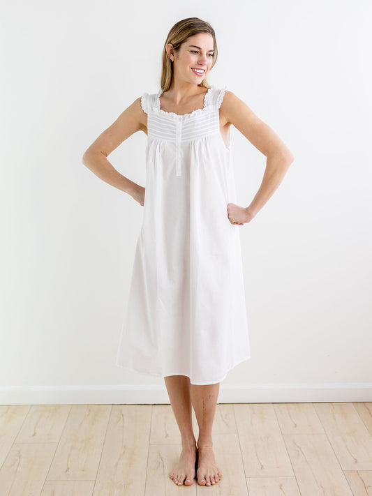 Mandi White Cotton Nightgown