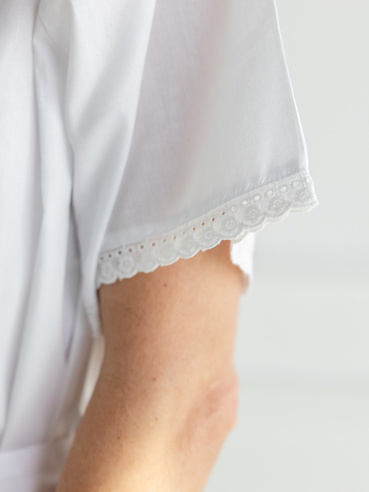 Bathrobe - White Cotton, Short Sleeve