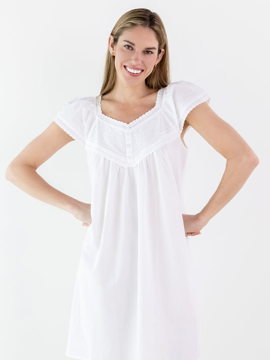 Valerie White Cotton Nightgown