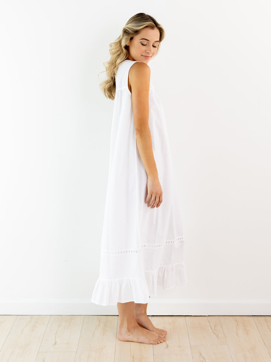 Theresa White Cotton Nightgown